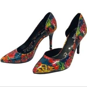 Brash Floral Multicolor Pattern D'orsay Pumps               Size 7